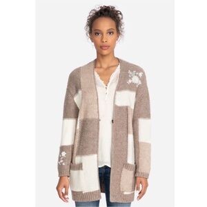 Johnny Was Patchwork Embroidered Alpaca/Wool Cardigan